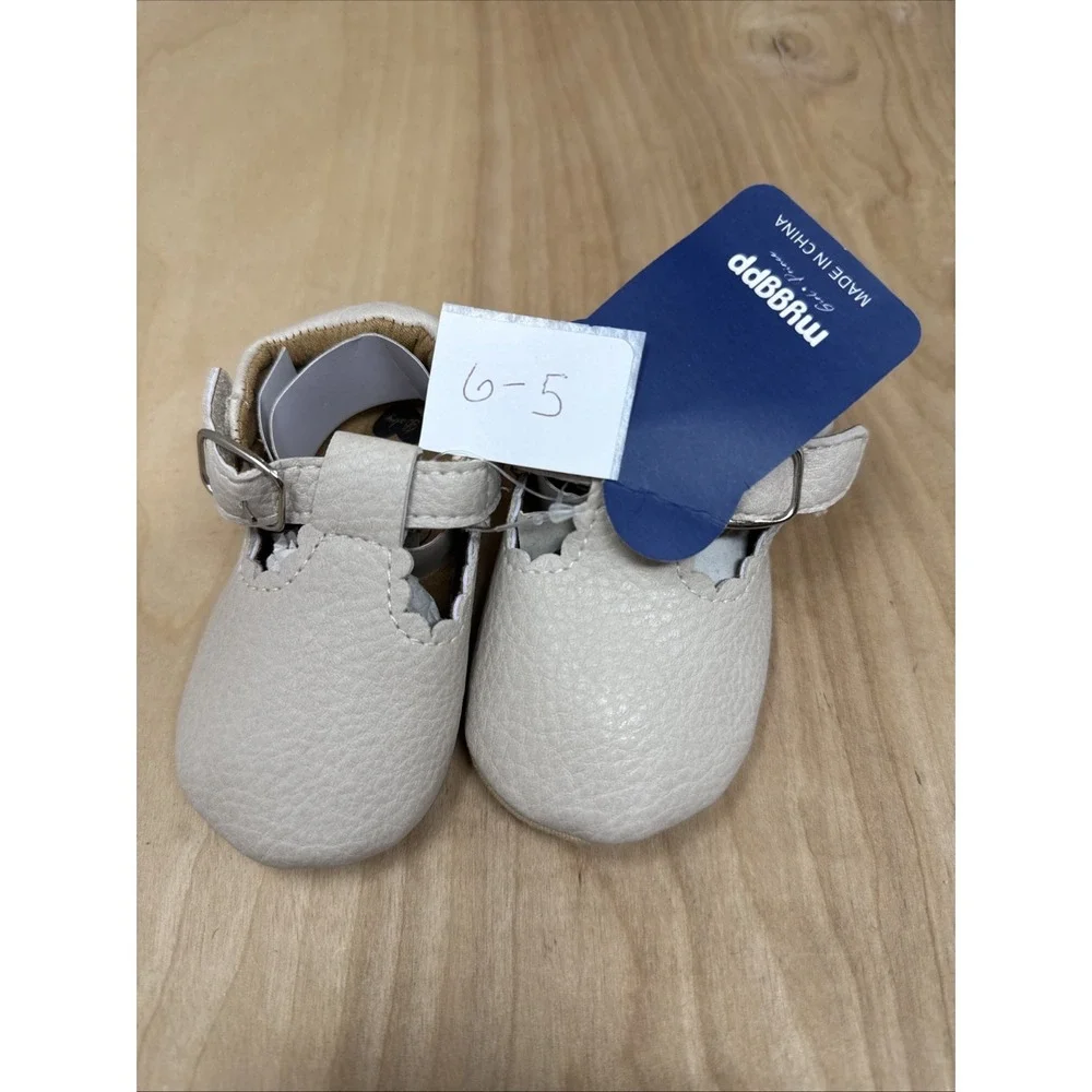 Myggpp Mary Jane Toddler Girls Slip On Shoes Sz 6-12 Mo Beige